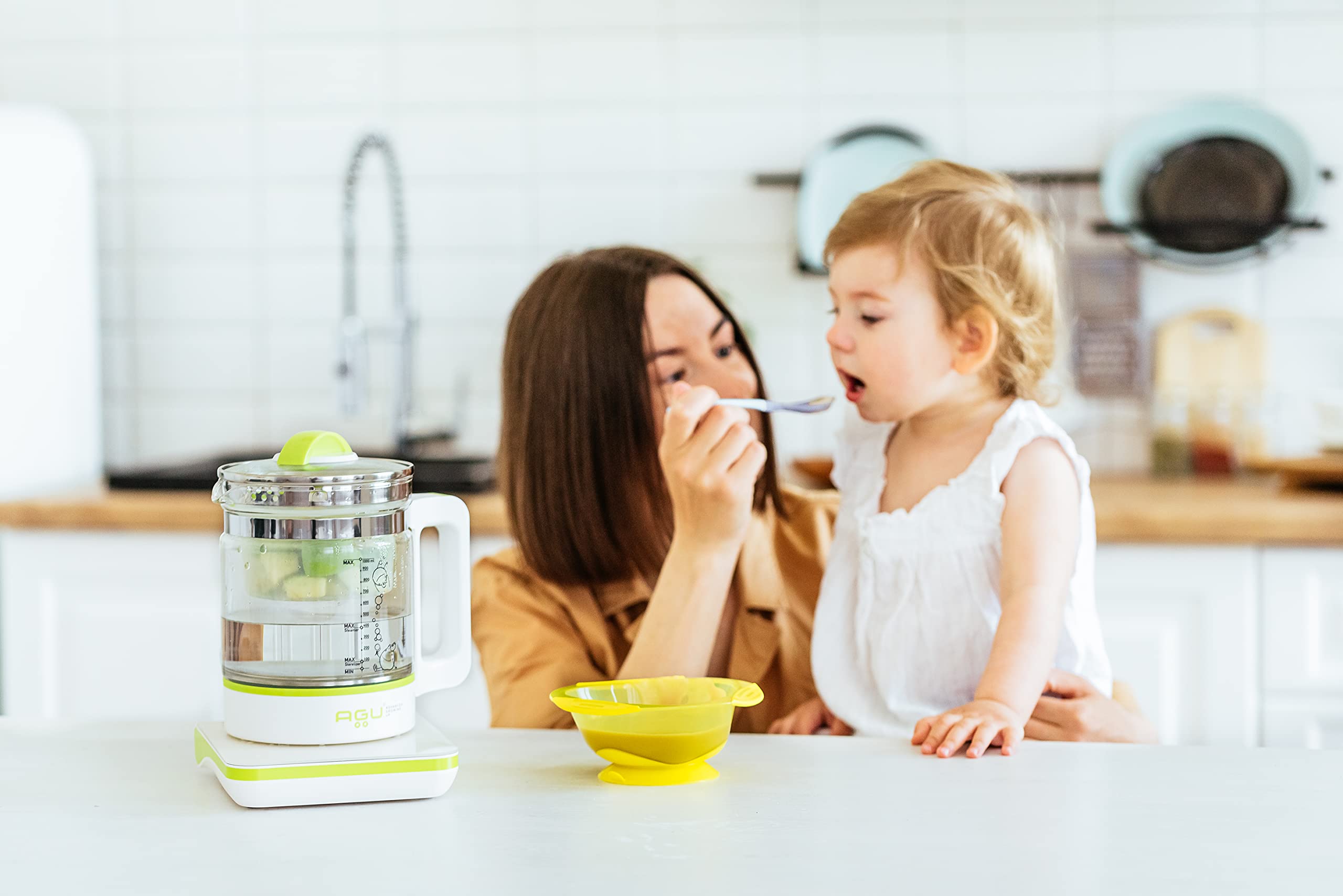 AGU Bubbly Digitaler 6-in-1-Flaschenwärmer - Wasserkocher, Flaschenwärmer, Warmhalter, Dampfgarer, Babynahrungszubereiter & Sterilisator in einem - Mit Temperatureinstellung - Schadstoff- & BPA-frei