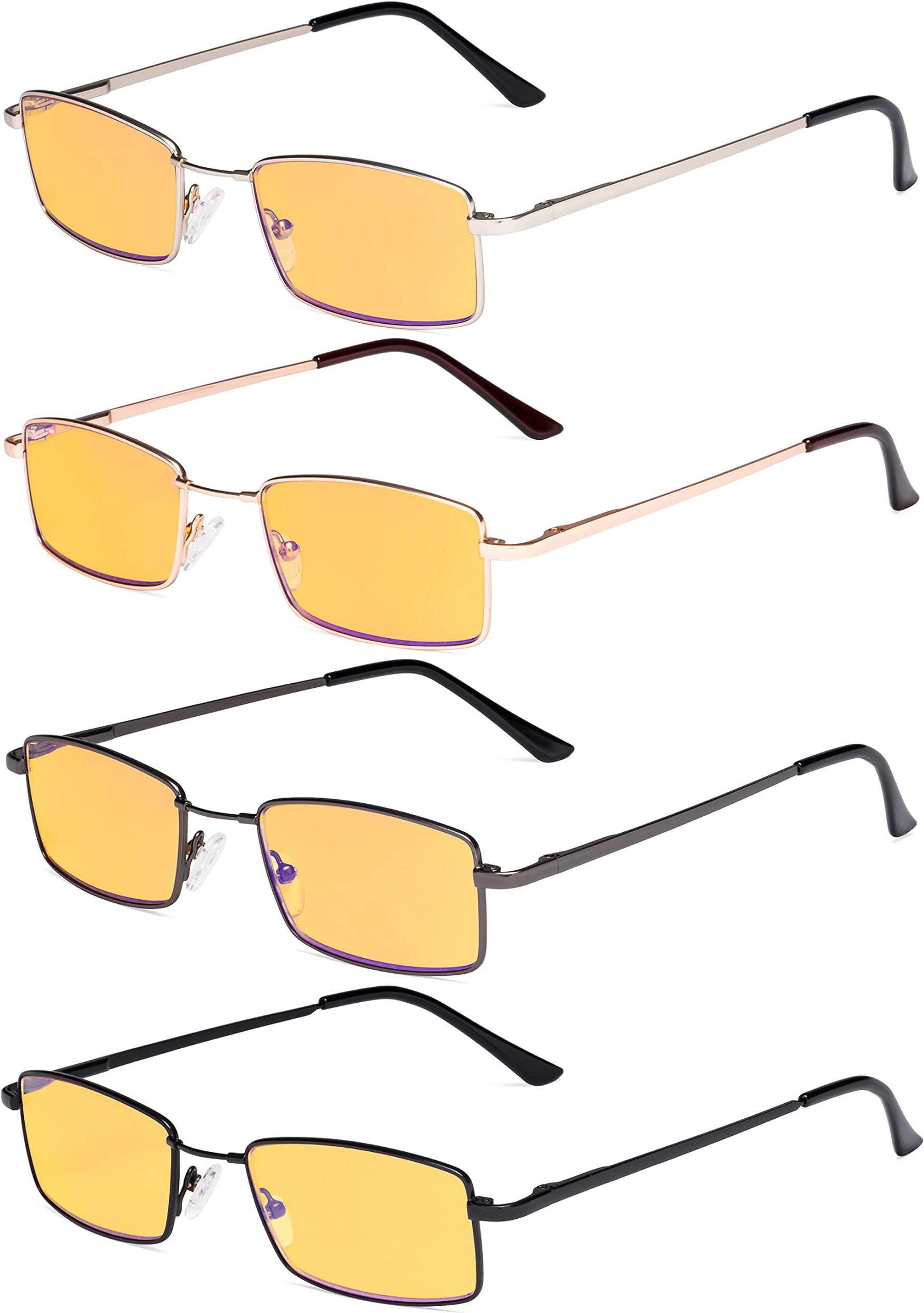 4 Pack Reading Glasses Blue Light Blocking Memory Titanium Bridge Computer Readers