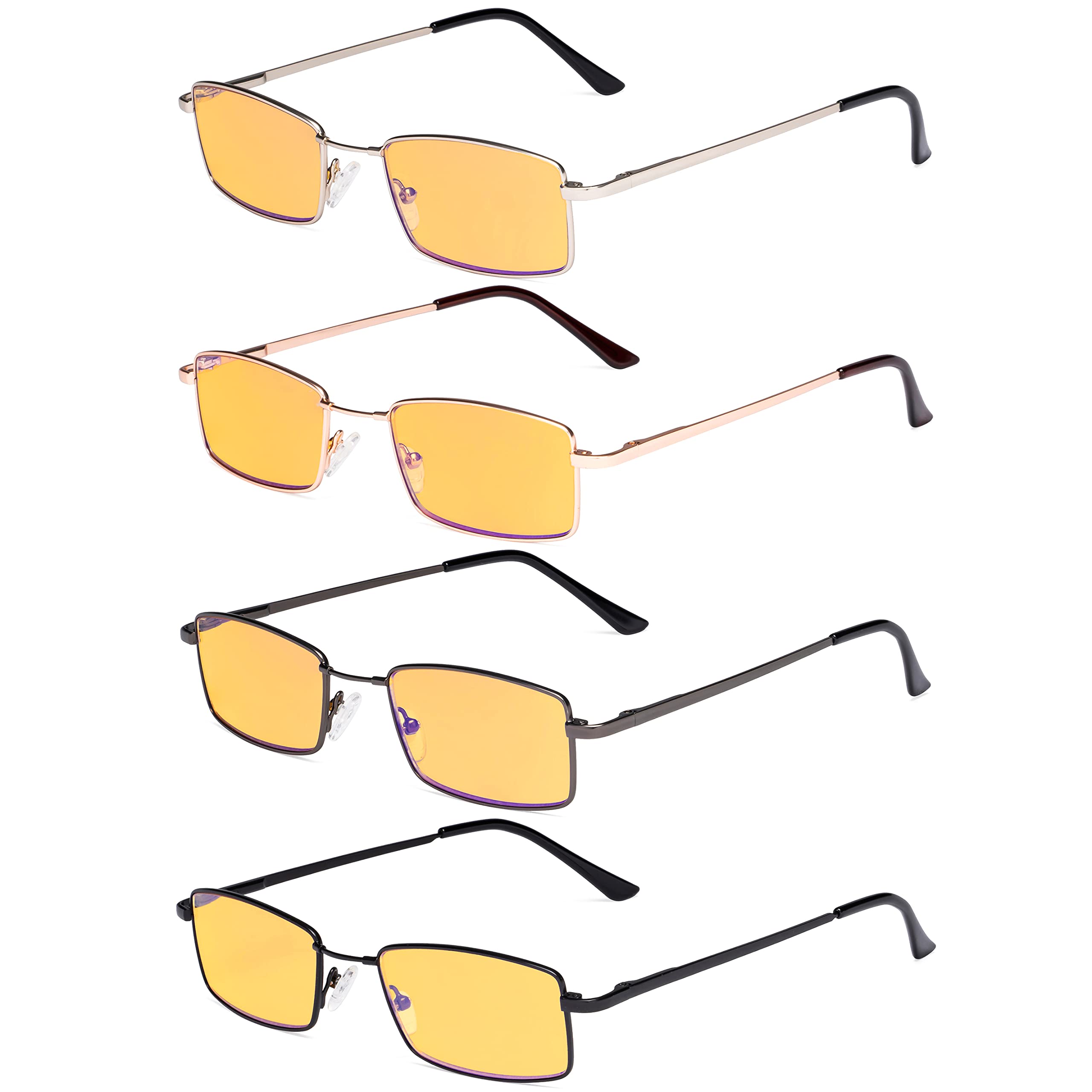 Eyekepper 4 Pack Reading Glasses Blue Light Blocking Memory Titanium Bridge Computer Readers