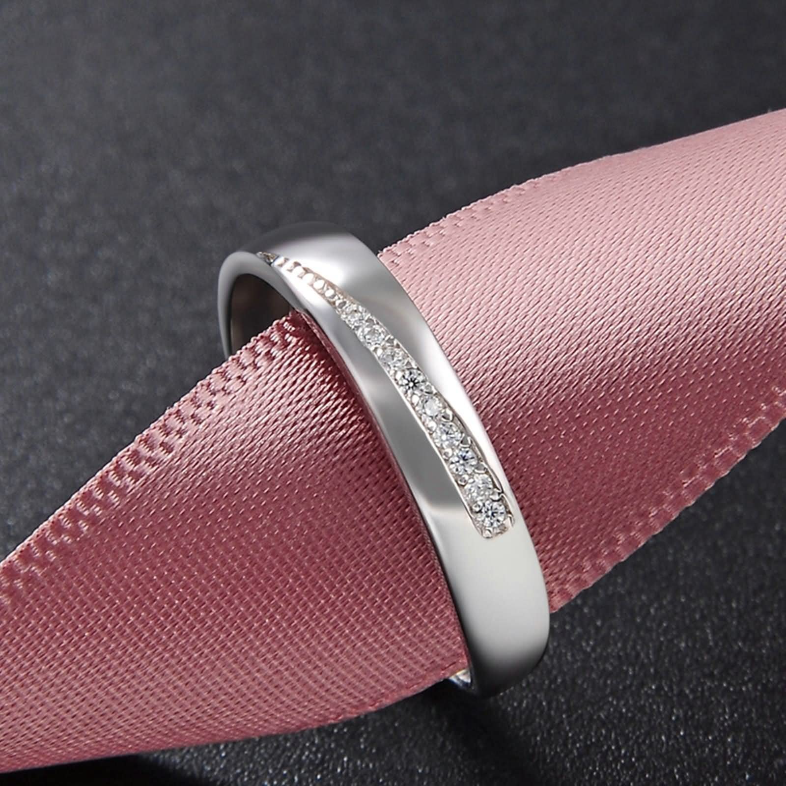 WXKAGF Ehering-Sets für Herren und Damen, Pinkie-Versprechensring, Schlichte Liebe, Silber mit weißem, rundem Zirkonia, Sterlingsilber, verstellbar