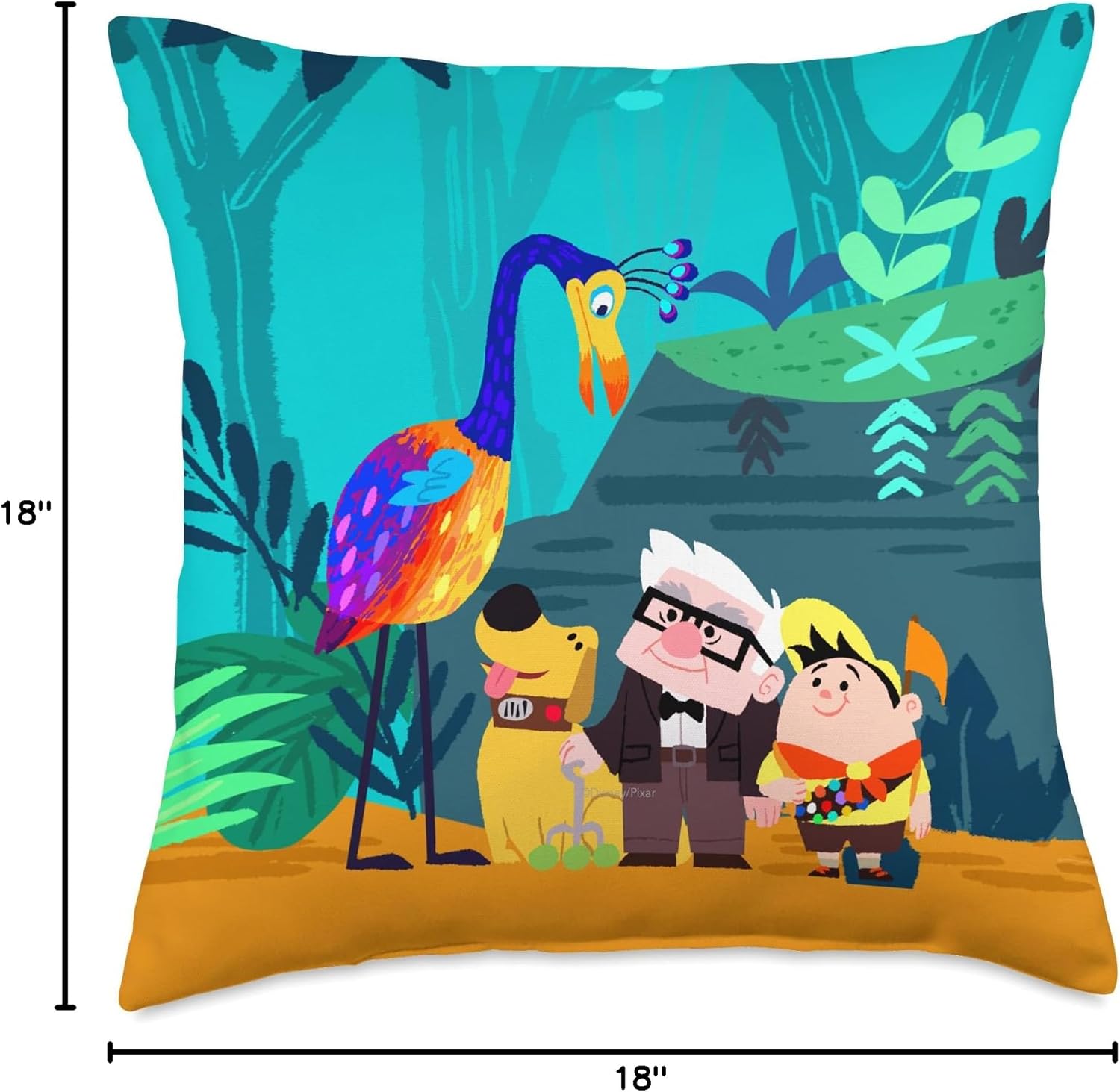 Disney and Pixar’s Up Carl Russell Dug Kevin Paradise Falls Throw Pillow