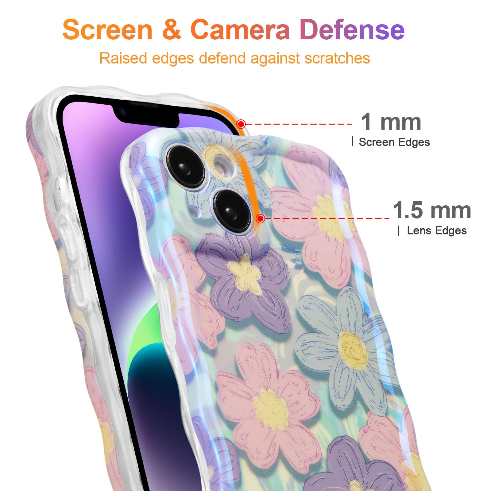 EYZUTAK Case For IPhone 15 Pro Ax, Colorful Retro Oil Painting Printed Flower Laser Glossy - View #9