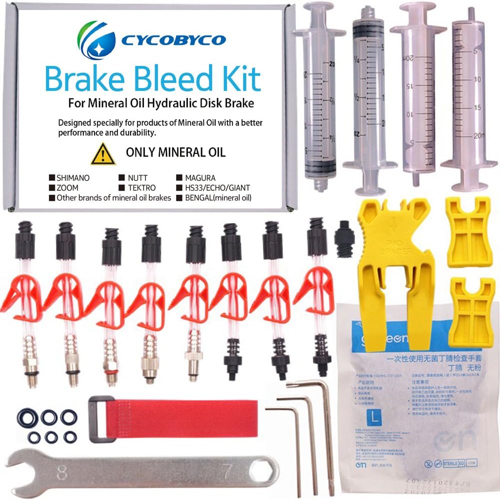 CYCOBYCO Mineral Oil Bicycle Hydraulic Disc Brake Bleed Kit for All Series Shimano/Magura/Tektro/Zoom/CSC/Echo/Giant / HS33 / Nutt Cycling