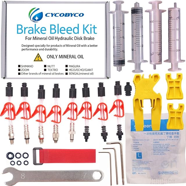 CYCOBYCO Mineral Oil Bicycle Hydraulic Disc Brake Bleed Kit For All Series Shimano/Magura/Tektro/ZOOM/CSC/ECHO/GIANT / HS33 / NUTT Cycling Brake Bleeder Kit