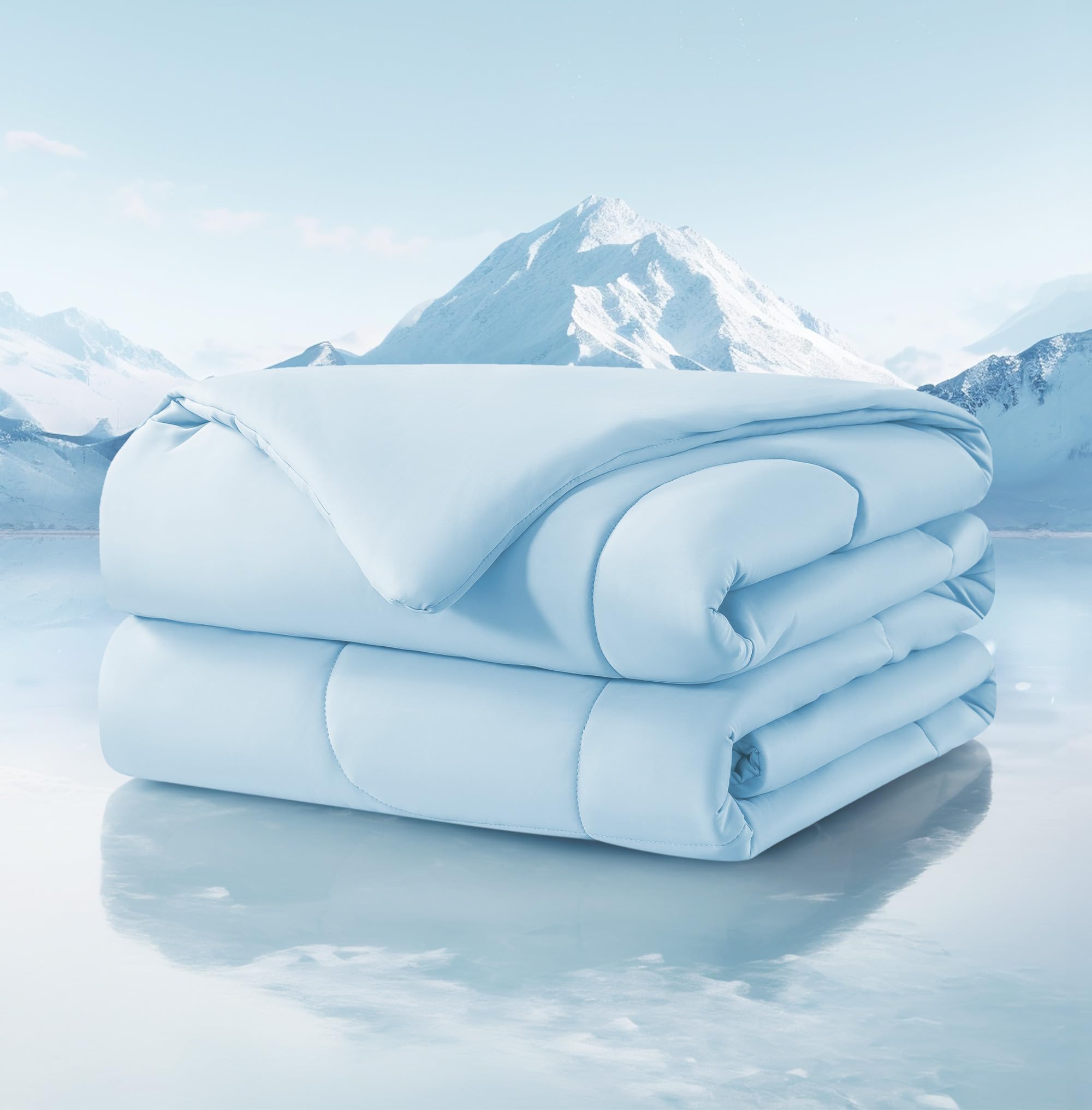 Cooling Comforter King/Cali King Size, All Season Blanket for Hot Sleepers, Lightweight Comforter for Night Sweats, Double-Sided Cooling Bedding for Bed, Sofa, Office, Camping (Blue,108