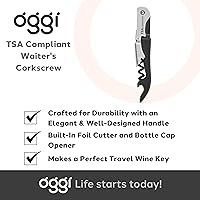 Vista 7 de OGGI Abridor de botellas de vino compatible con la TSA, sacacorchos para camareros, con mango de madera, palanca con doble bisagra, abrebotellas