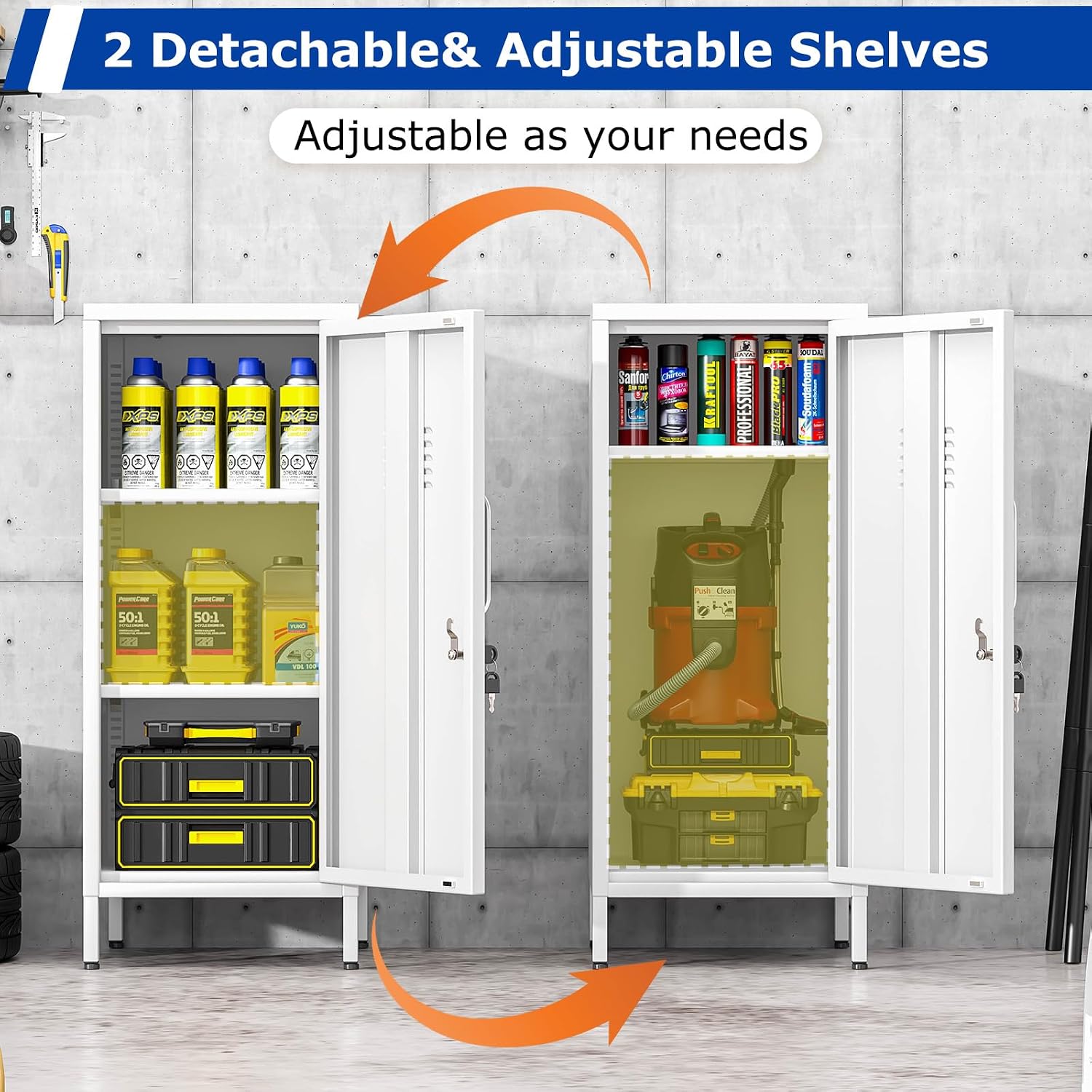 GAIOUS Metal Locker with Doors and Shelves, Locked Storage Cabinet for Small Spaces, Lockers for Employees, Office Locker, Steel Storage Locker for Office Garage School Gym (1 Door, White)