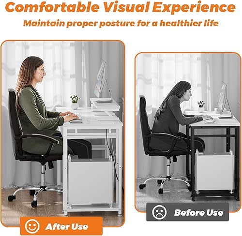 Miniatura 6 de GIKPAL Escritorio para computadora con cajones, escritorio de oficina en casa de 47 pulgadas con almacenamiento y estantes, escritorio de dormitorio