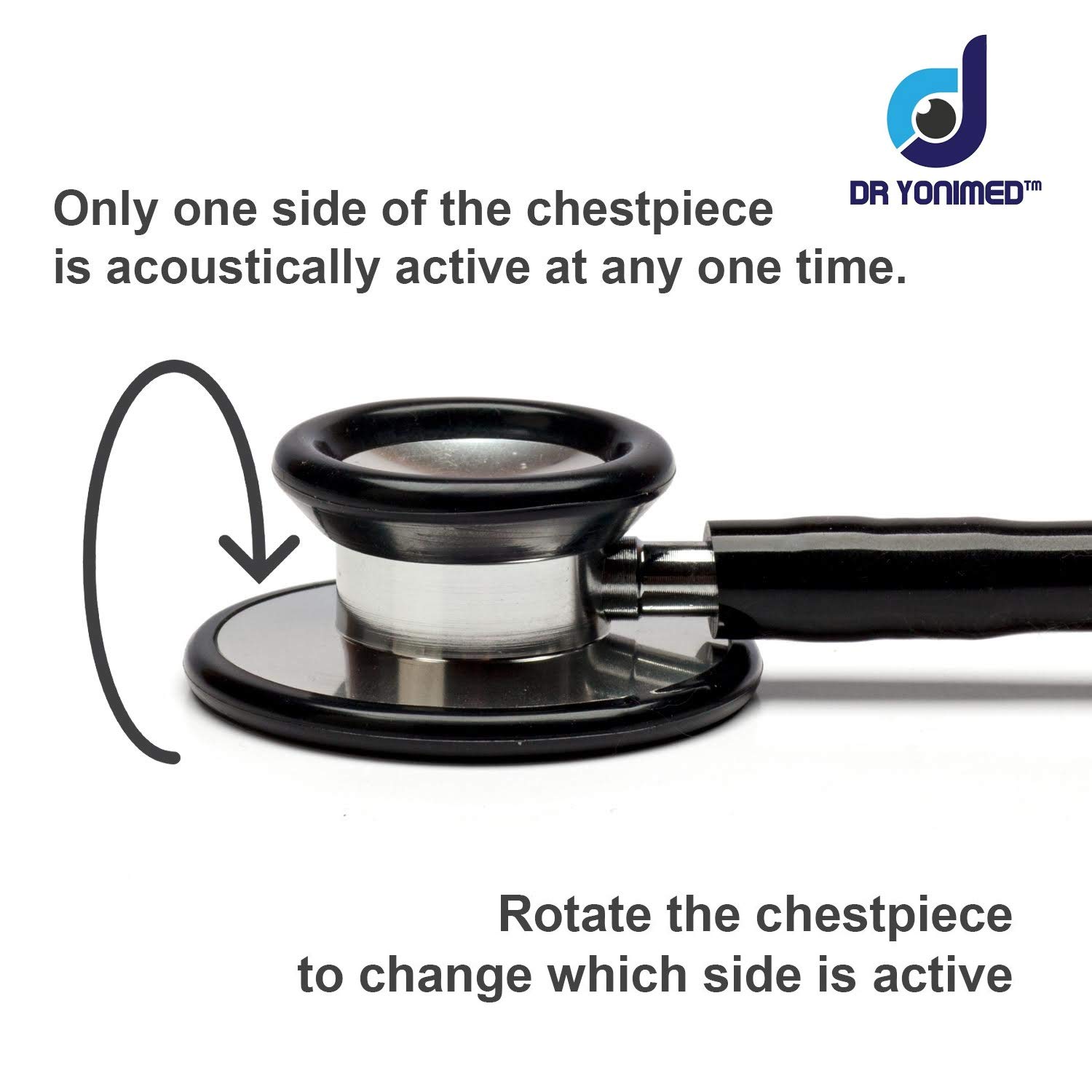 Dr Yonimed Super Deluxe Dual Head Stethoscope Acoustic Black Tube For Doctors, Surgeon, Nurse & Students. 2