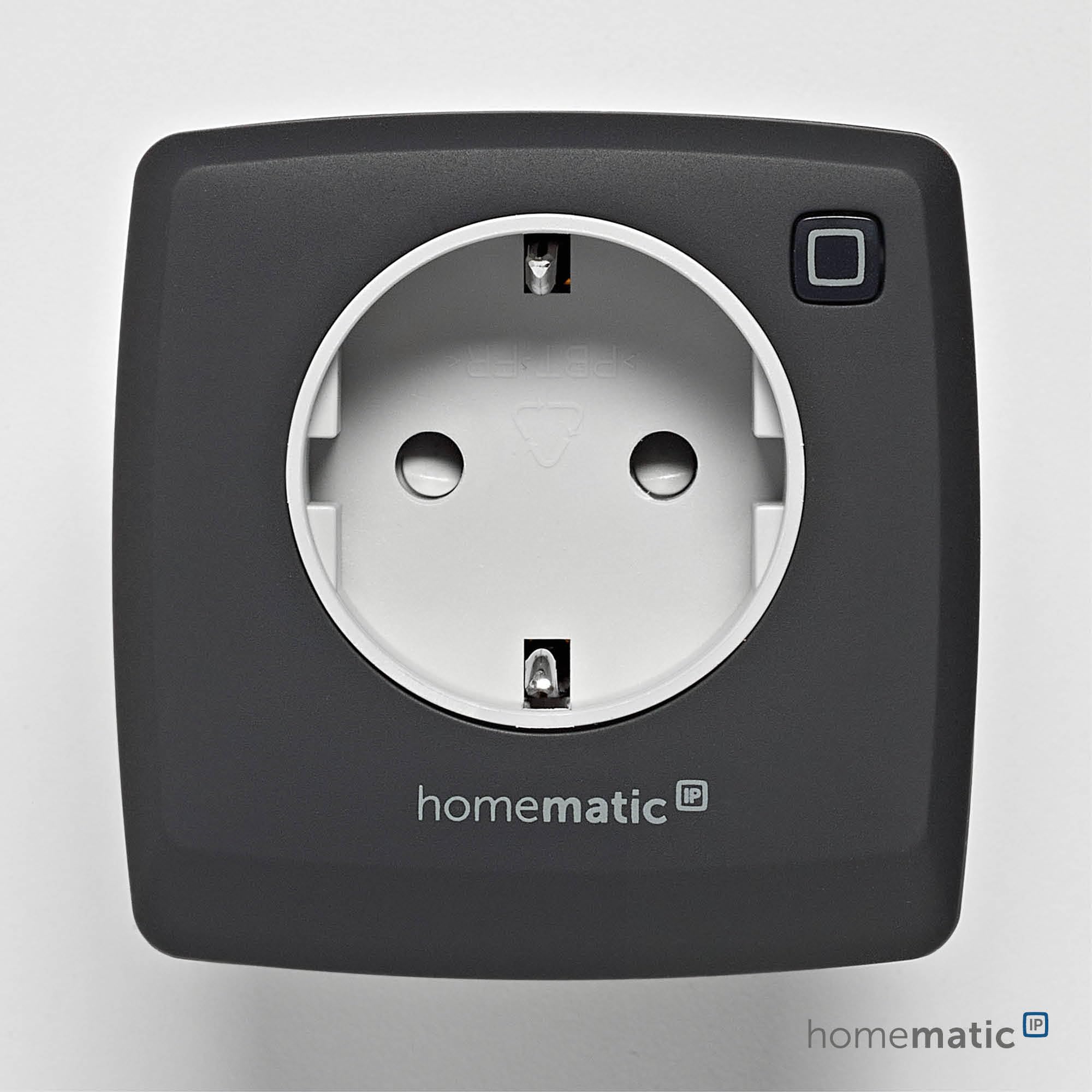 Homematic IP Smart Home gniazdko pomiarowe – antracytowe, gniazdko mierzy prąd, cyfrowa wtyczka pośrednia sterowanie za pomocą aplikacji, Alexa i Google Assistant, oszczędność energii, 161599A0