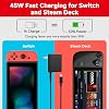 Cargador para Nintendo Switch, adaptador de corriente de 45W con cable USB C desmontable de 5 pies, compatible con Switch/OLED/Lite, Steam Deck, soporta modo TV, calidad original por SATURNDOCK 5