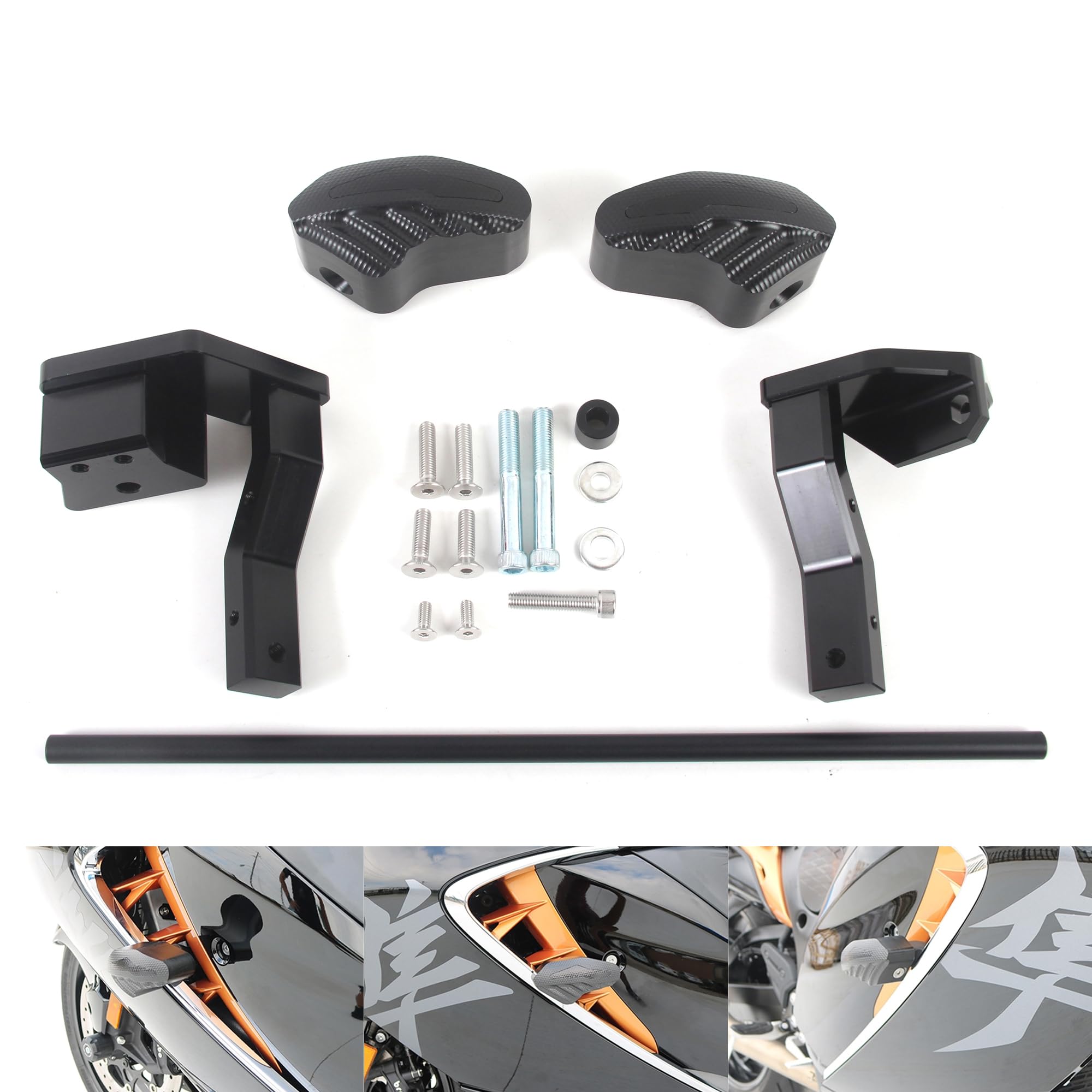 Arashi No Cut CNC Frame Sliders Crash Pads for Suzuki Hayabusa Gen 3 GSXR1300R 2021-2023, Motorcycle Replacement Accessories Parts Black