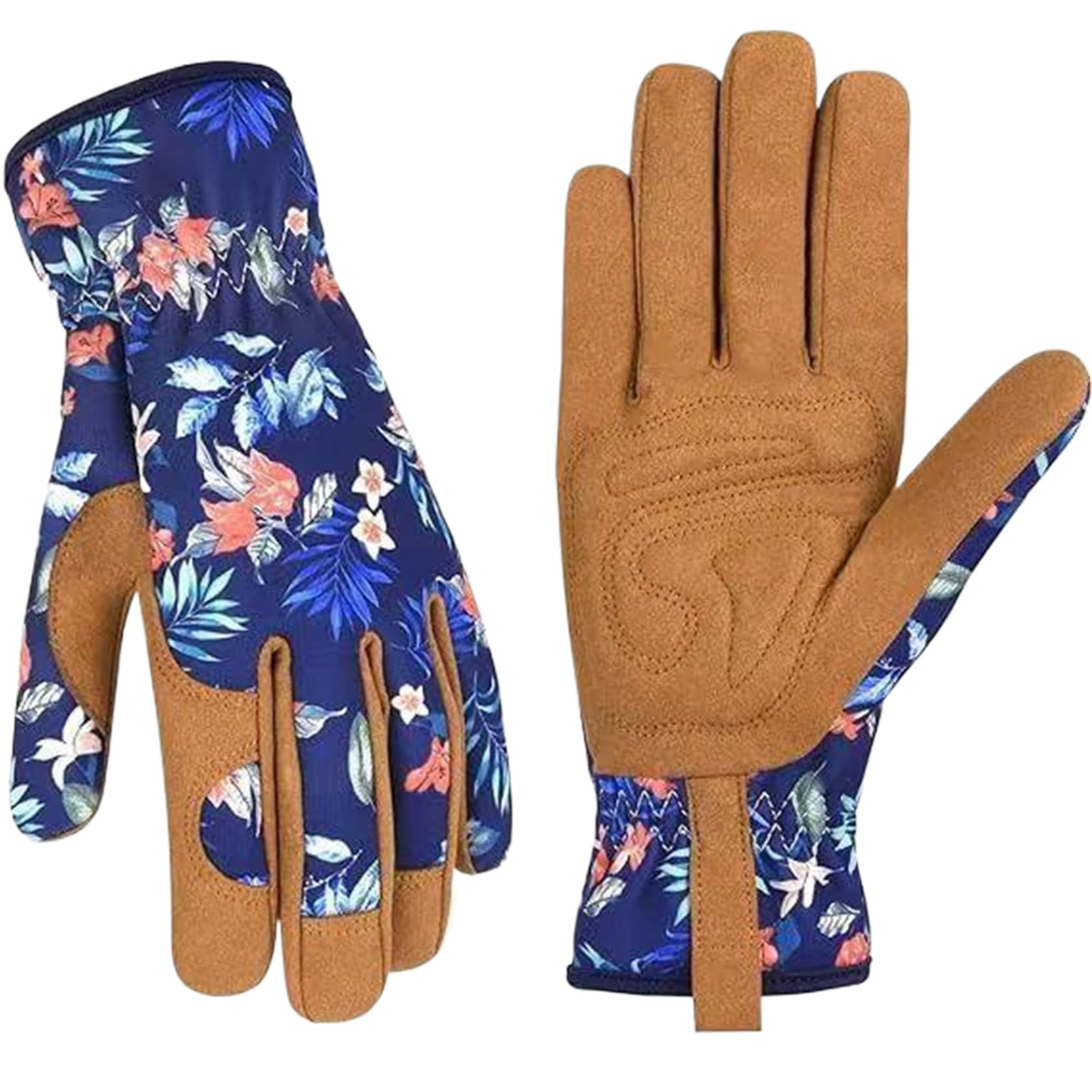 Womens Gardening Weeding Working Gloves, Leather Garden Glove High-Dexterity Thorn Proof for Digging Planting Pruning Style1