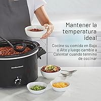 Vista 5 de Hamilton Beach Olla de cocción lenta, extra grande de 10 cuartos de galón, portátil con bloqueo de tapa, apto para lavavajillas, negro (33195)