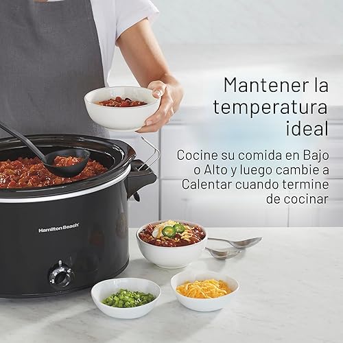 Miniatura 5 de Hamilton Beach Olla de cocción lenta, extra grande de 10 cuartos de galón, portátil con bloqueo de tapa, apto para lavavajillas, negro (33195)