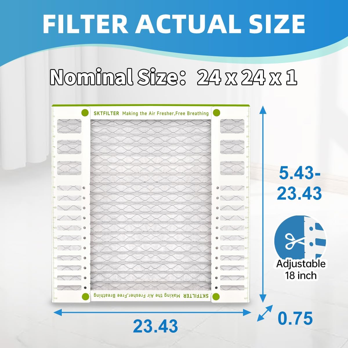 24x24x1 Air Filter AC Furnace MERV 13 Comparable with MPR 1900 FPR 10 HVAC Air Condition cabin Vent Fan Electrostatic Pleated Actual Size 23.43 x 23.43 x 0.75 6 Packs