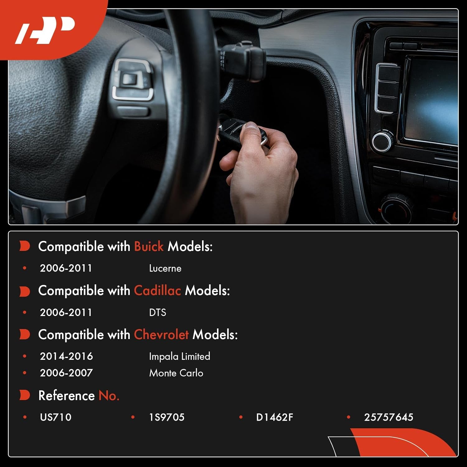 A-Premium Ignition Starter Switch Compatible with Chevrolet, Buick & Cadillac Vehicles - Impala 2006-2013, Impala Limited 2014-2016, Monte Carlo 2006-2007, Lucerne 2006-2011, DTS 2006-2011 - 5 Blades