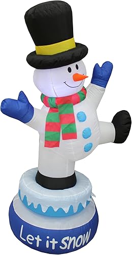 Miniatura 2 de Muñeco de nieve inflable de Navidad animado iluminado de 5 pies de alto con sombrero, luces LED, decoración de vacaciones para interiores y