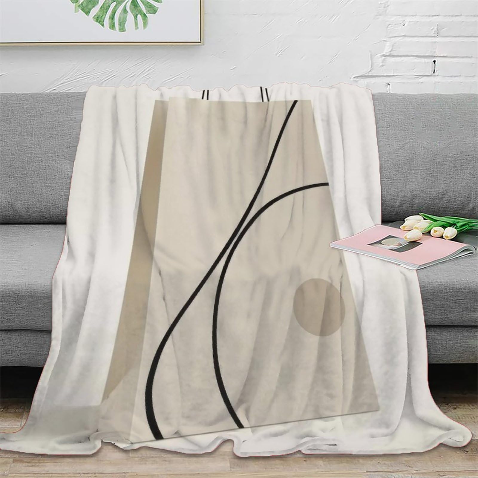 stampa 3D paper bag coperta da viaggio microfibra biancheria da letto compatta coperta da viaggio morbida per giovani in vacanza Modern abstract 70×80inch(180x200cm)