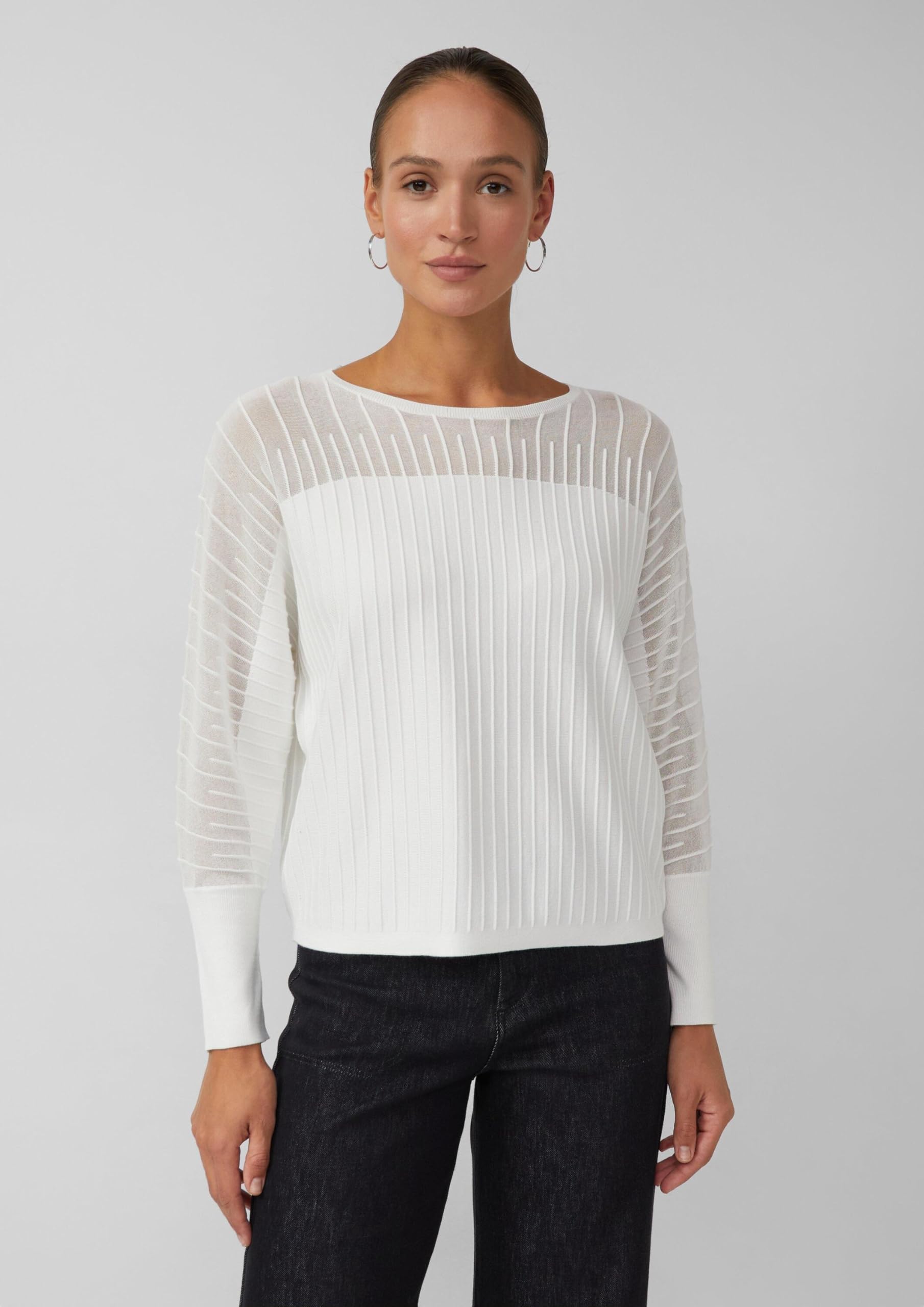s.Oliver Feinstrickpullover mit Fledermausärmeln und Ottoman-Struktur