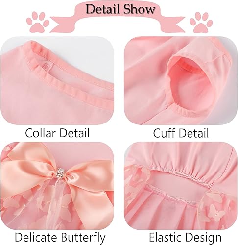 Miniatura 7 de Vestido de algodón suave para perro, falda tutú con mariposa cúbica, vestido de princesa para perros pequeños y medianos, Navidad, vacaciones,