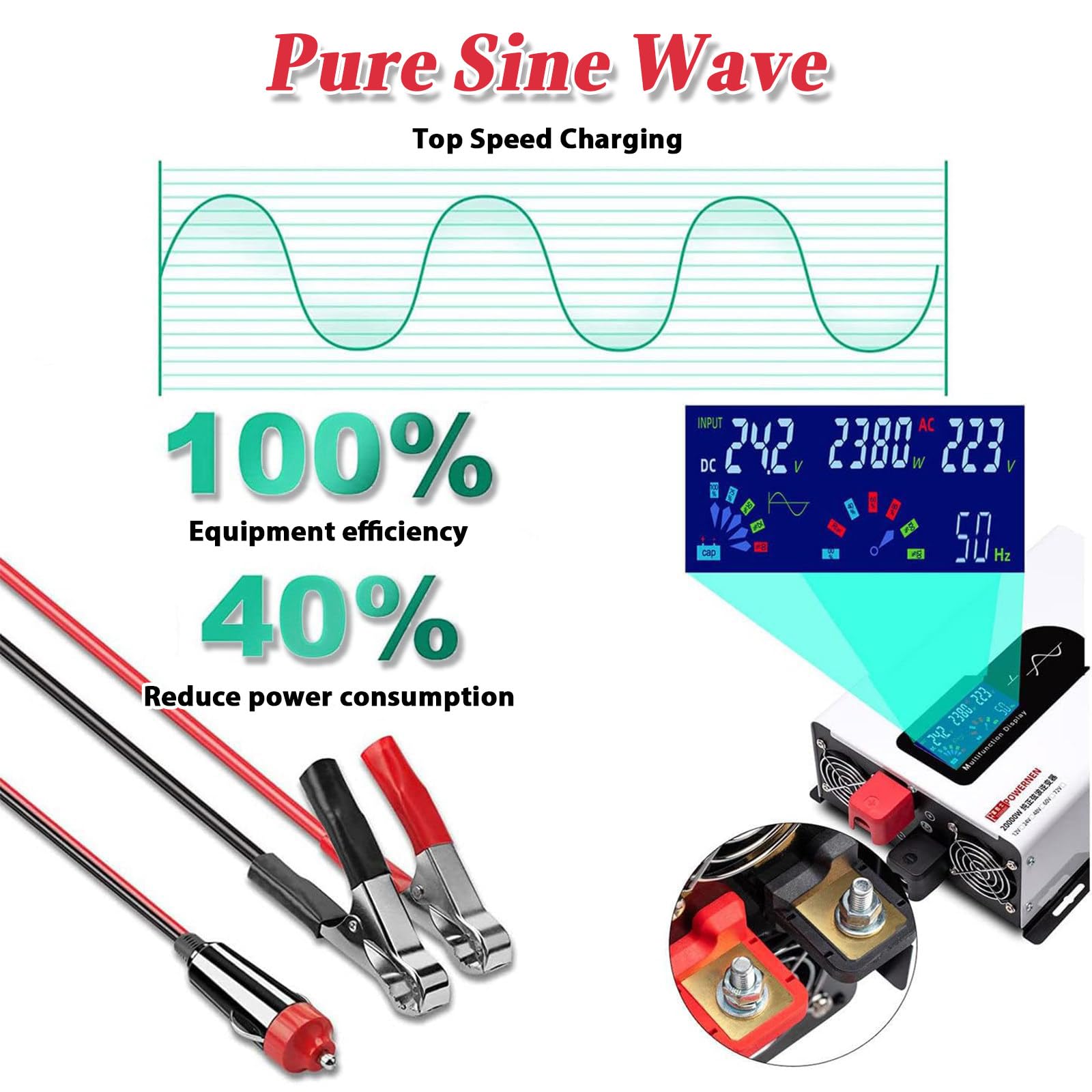 3000W Inwerter Słoneczny Inwerter Mocy 12V/24V/48V/60V/72V/96V z 3000W Mocą Znamionową Wieloma Ochronami dla Dom Przyczepa Sys-tem Solarny Off Grid 48V