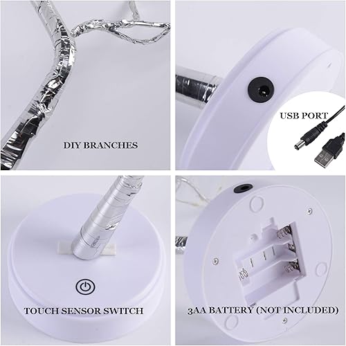 Miniatura 6 de Luz de árbol de espíritu bonsái de 20 pulgadas con 108 LED, lámpara de árbol artificial para bricolaje, funciona con bateríaUSB, lámparas estéticas