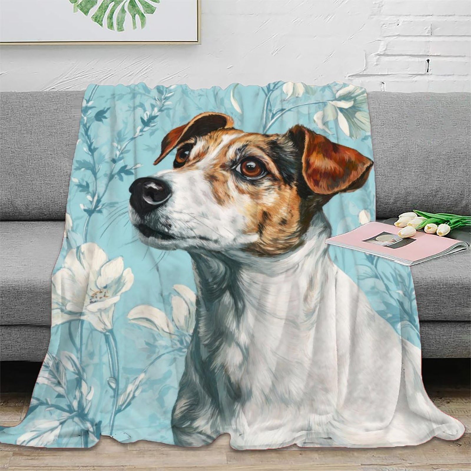 SJSXWQN Plaid in Pile Jack Russell Terrier Bianco Coperta Matrimoniale Fluffy di Alta Qualità, Coperta Flanella in Microfibra Morbida Leggera, Coperta per Letto, Divano - 180x240 cm