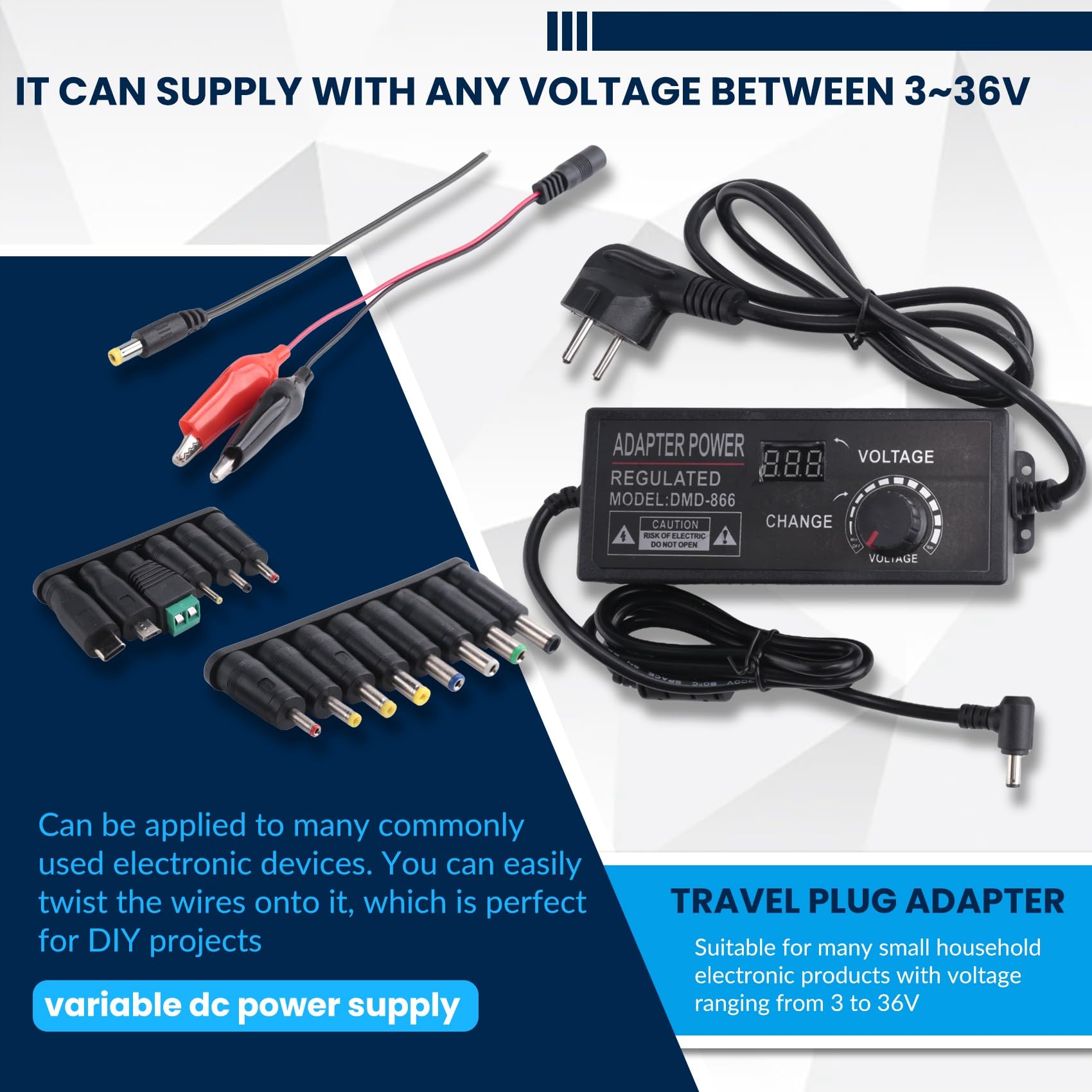 Alimentatore universale 3-36 V 4 A 144 W 3 V 5 V 6 V 9 V 12 V 15 V 18 V 20 V 24 V 30 V 36 V commutazione variabile regolabile spina UE