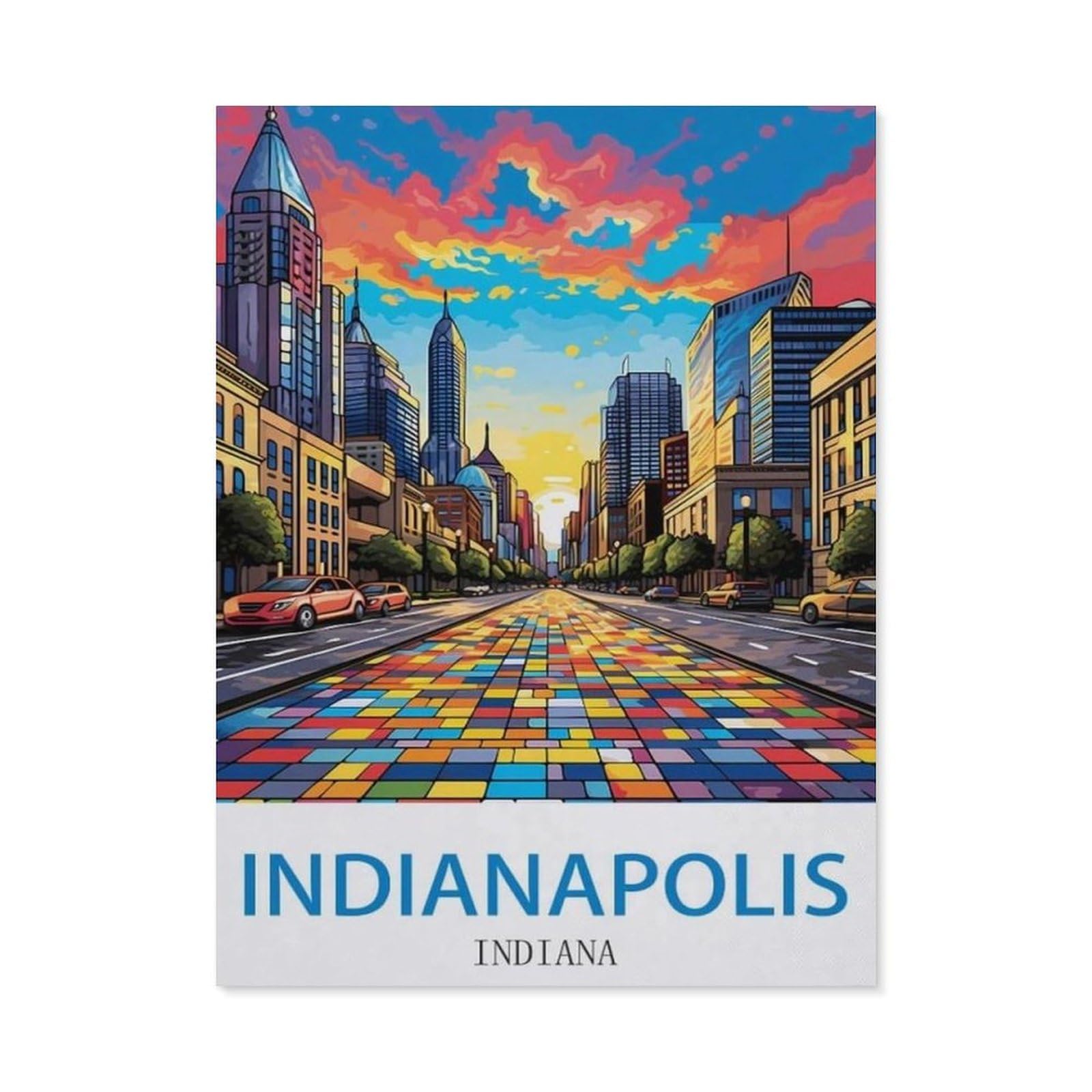 BEAYODKP Indianapolis Indiana，Diamond Art Kits for Adults and Kids, Full Drill Round Rhinestone Paint with Diamonds（40 x 50 cm/15.74 x 19.68 inches）-CO75