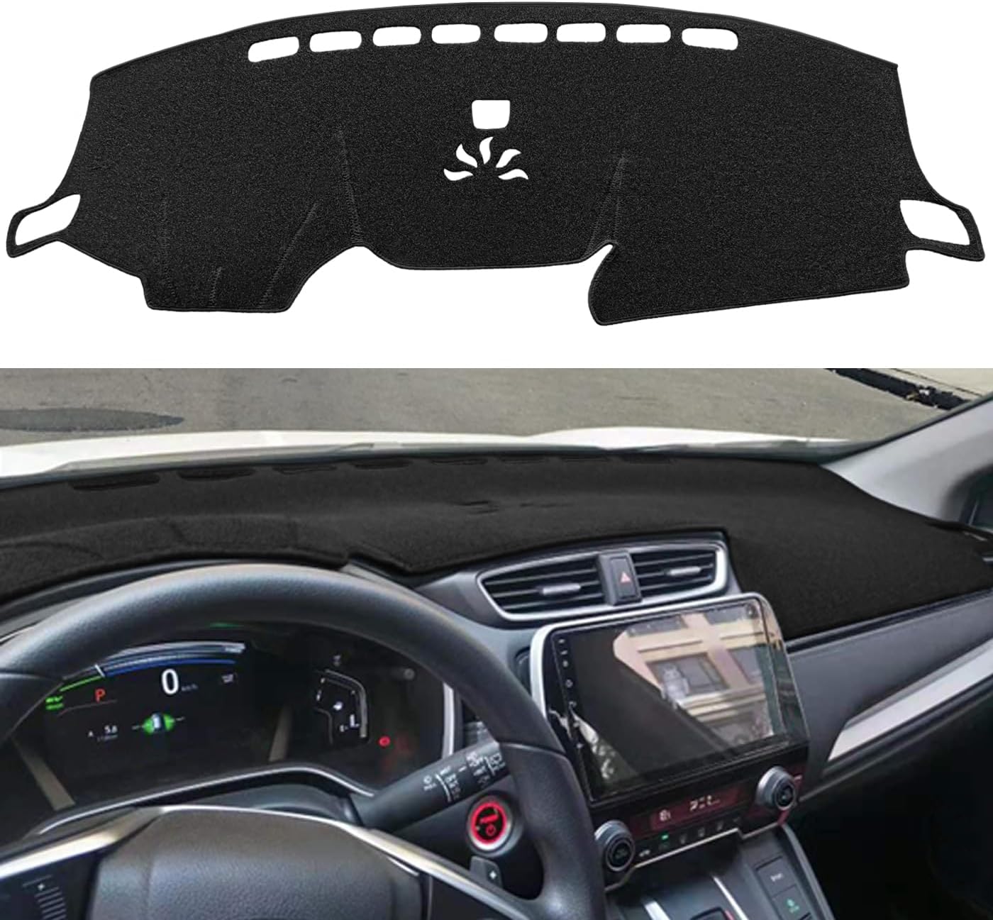 Yiz Dash Cover Mat Custom Fit for Honda CRV 2017 2018 2019 2020 2021 2022 Without Head Up Display,Dashboard Cover Cap Pad Carpet Protector (17-19 Black) Z07