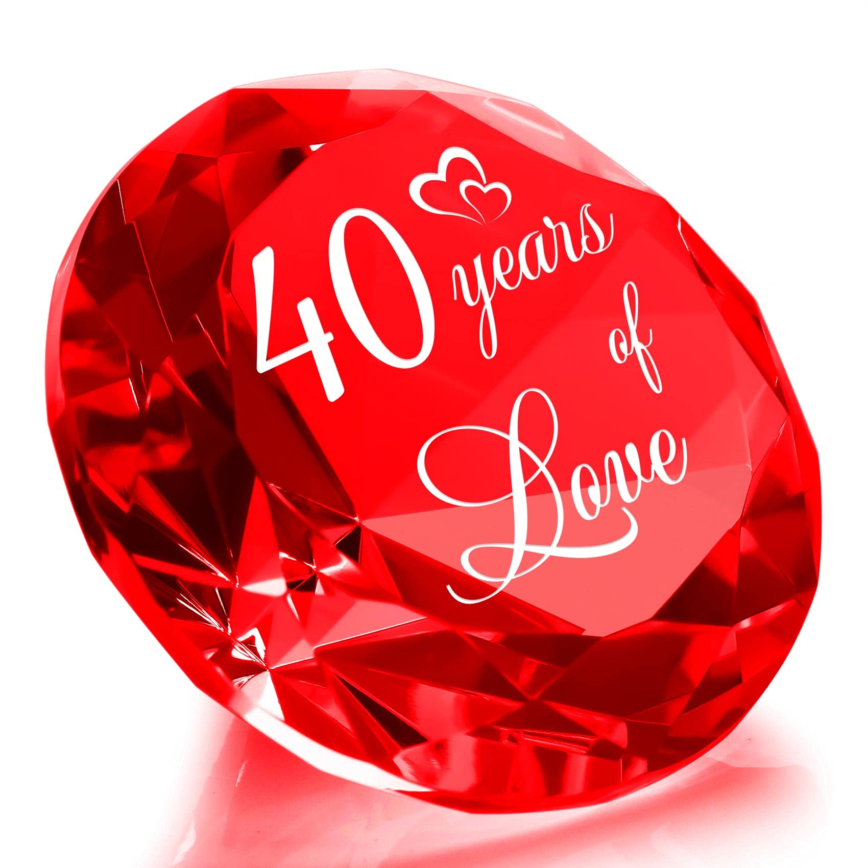Movdyka Regalos de boda de aniversario de 40 años para mujeres, regalos románticos de boda de rubí 40 para esposa, regalos de amor para pareja, rubí rojo K9 recuerdo de diamante de cristal