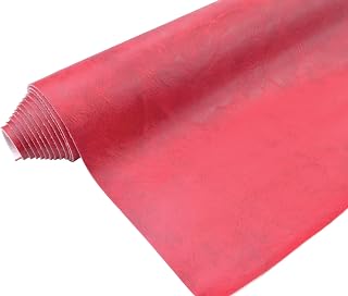 1 Yards 54" x 36" Red Faux Leather Fabric Distressed Crazy Horse Soft Fake Leather Fabric by The Yard Red Upholstery Vinyl for Sofa Bags Chairs Car Seats DIY Crafts
