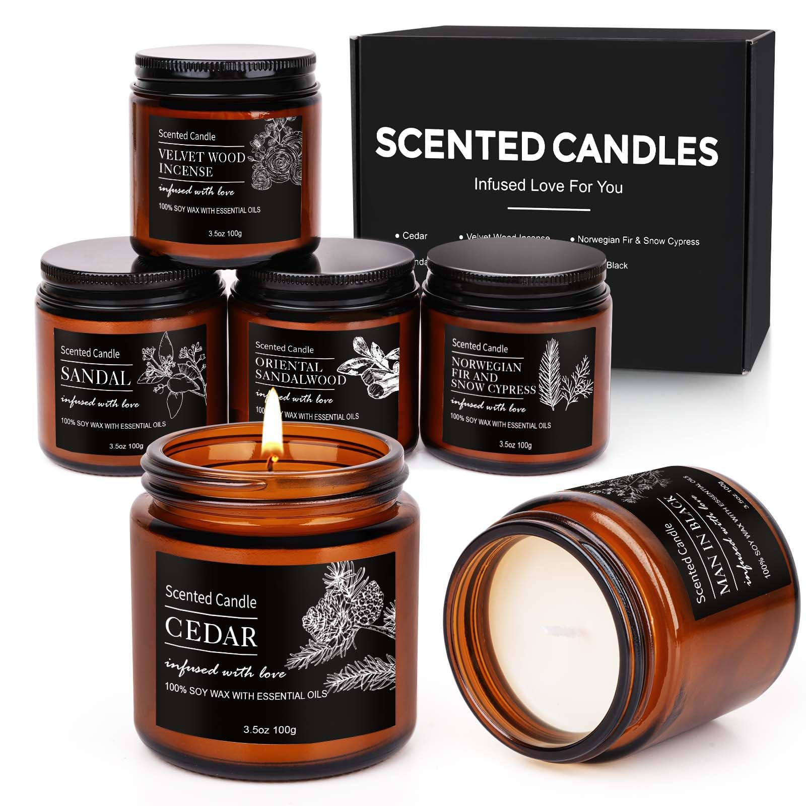 Velas Aromáticas Para Regalo– Velas Aromaticas Para Mujer Hombres de 6 Velas Aromáticas Pack, Hasta 20 Horas de CombustióN, 100g de Cera de Soja, Velas Navidad Decorativas Set Regalo Mujer
