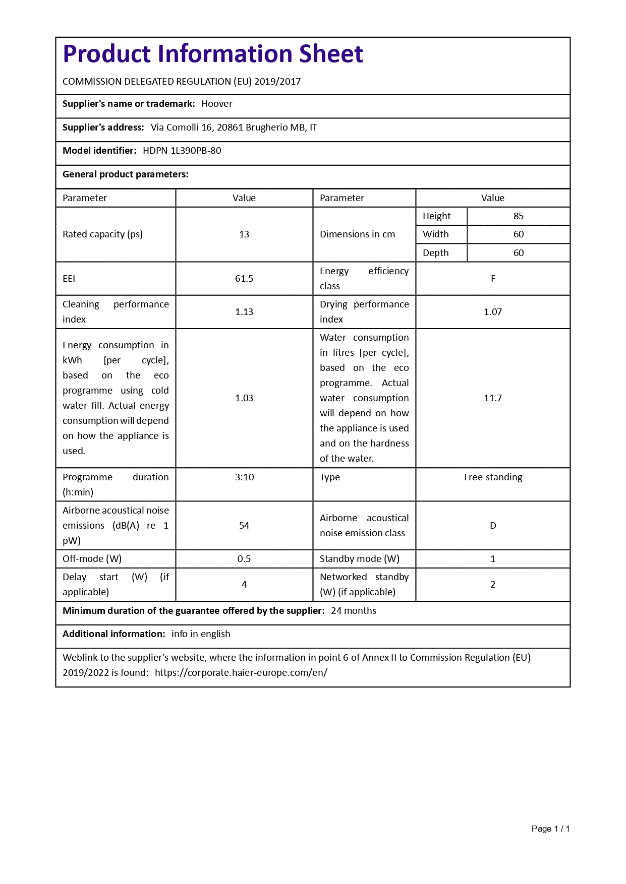 Bosch SMS2HVW66G Dishwasher, 13 place settings, ExtraDry, Wifi Enabled