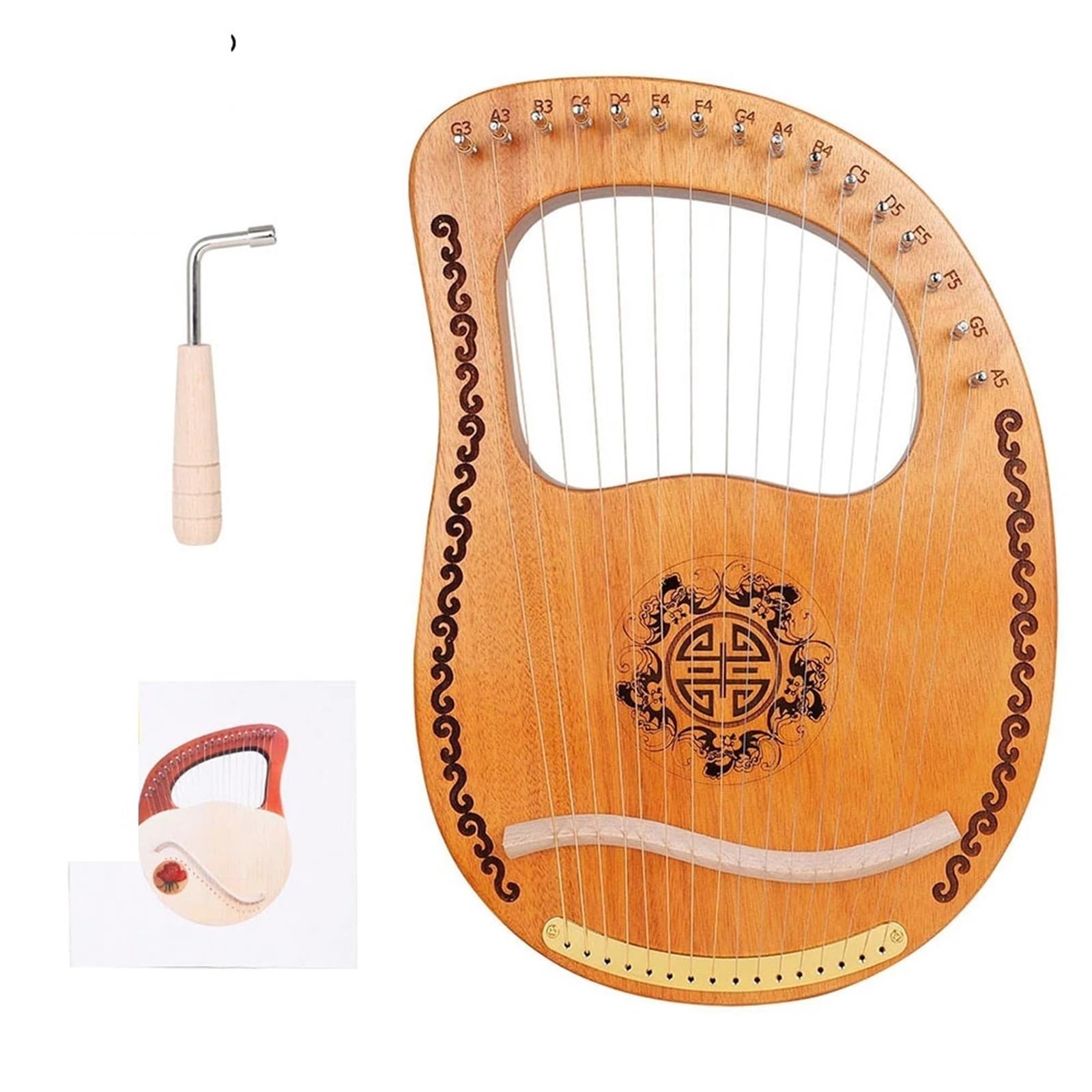 Arpa a lira Strumento musicale a 16 corde for arpa lira in legno di mogano a toni con chiave for accordatura manuale for principianti adulti for bambini