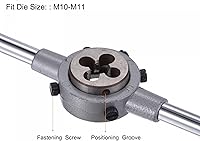 Vista 4 de uxcell Juego de llaves de mango de troquel, M10 x 0.5 roscado redondo y 1.181 in (dados M10-M11) soporte ajustable herramienta de mano