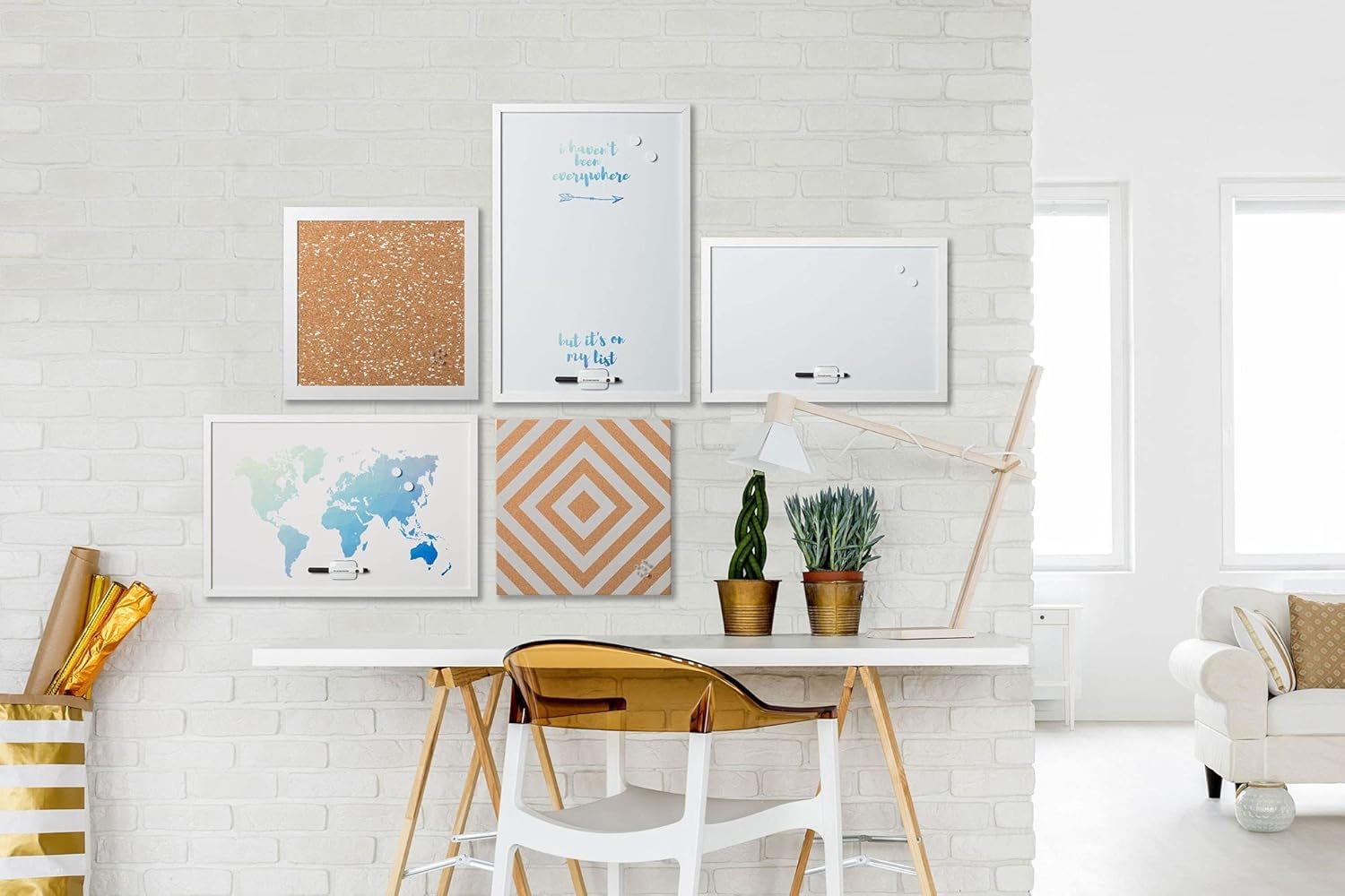 MasterVision White and Natural Cork Decorative Frameless Bulletin / Pin Board, 16 x 16 Inches (SF751407397)