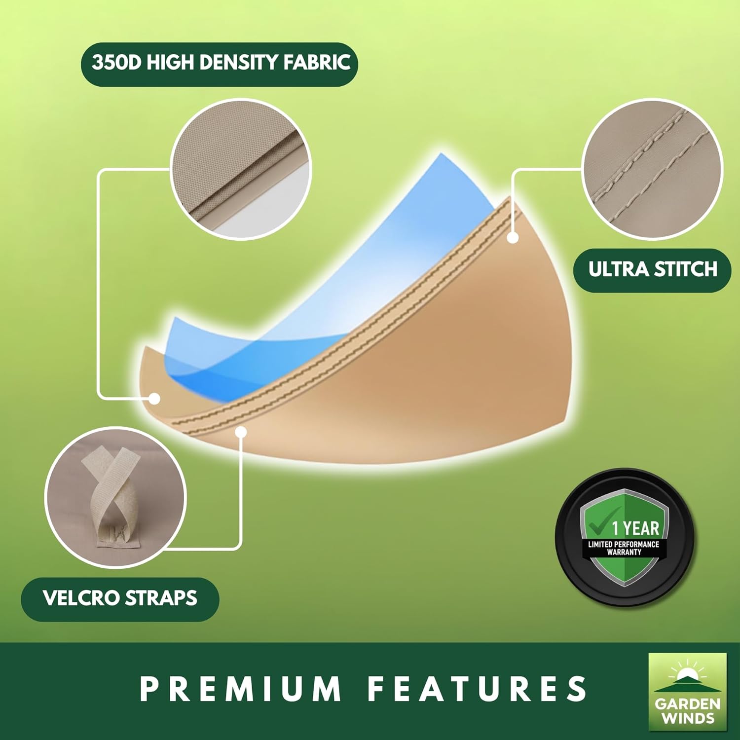 Garden Winds Durable 350 Replacement Canopy Top Compatible with Pomeroy Domed 10’ x 13’ Gazebo Model L-GZ702PST - Beige