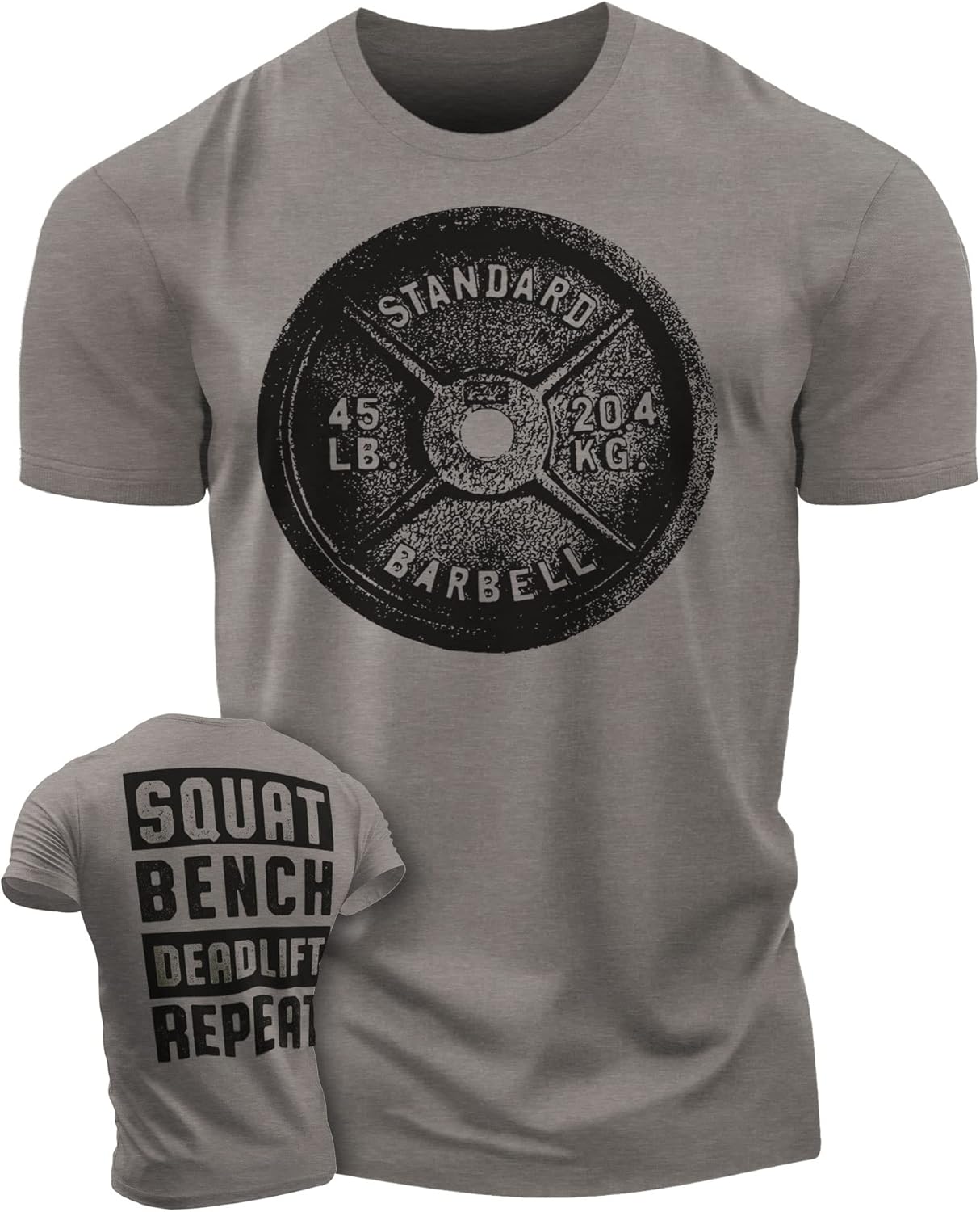 Squat Bench Deadlift Repeat Workout Shirts for Men Weight Plate Gym T-Shirt