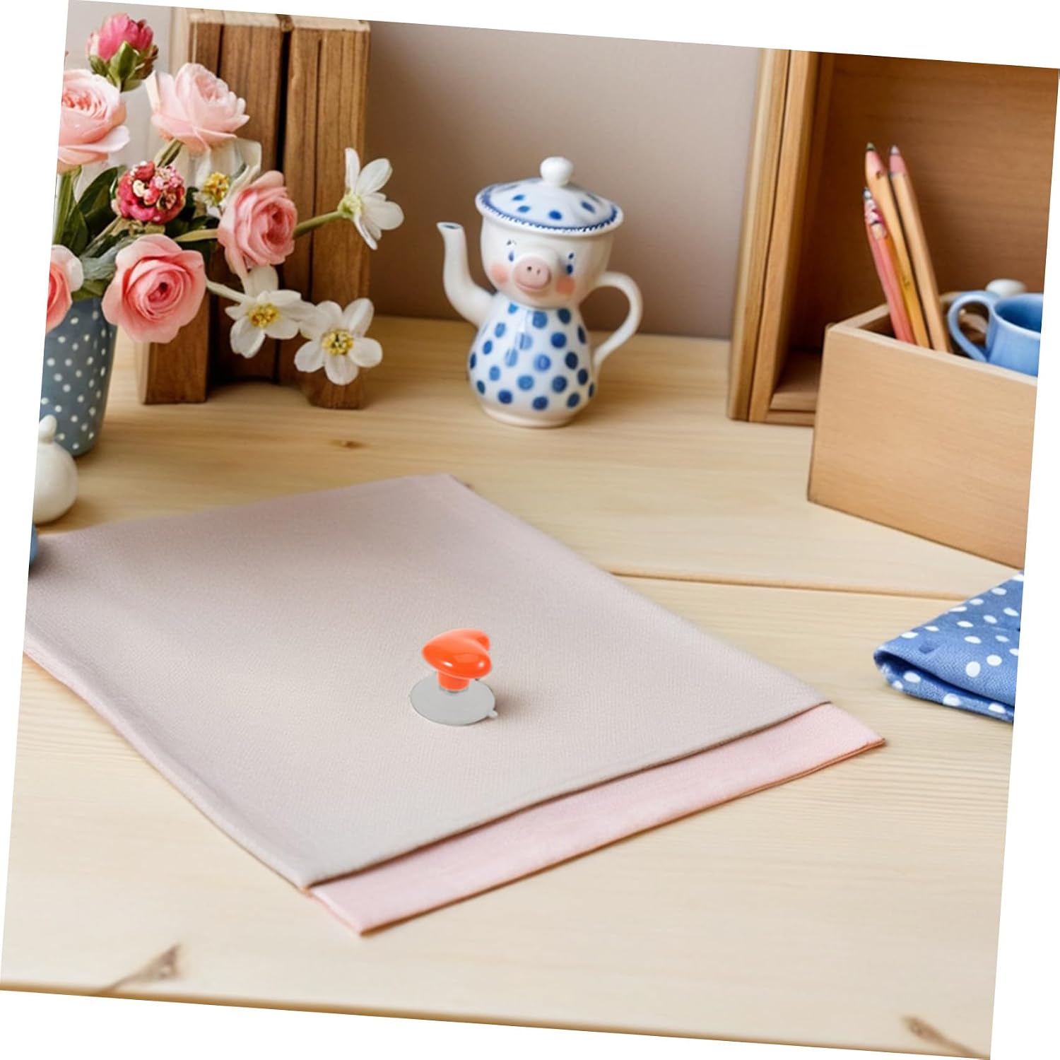 2pcs Heart Shaped Quilt Ruler Suction Cup Knobs for Sewing