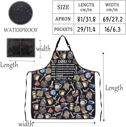 Miniatura 2 de MNIGIU Game Lover Delantal de cocina Juego Fantasía Gamer Regalos D Master Delantal de cocina Dragón Regalo D Dragon Gamer Merch