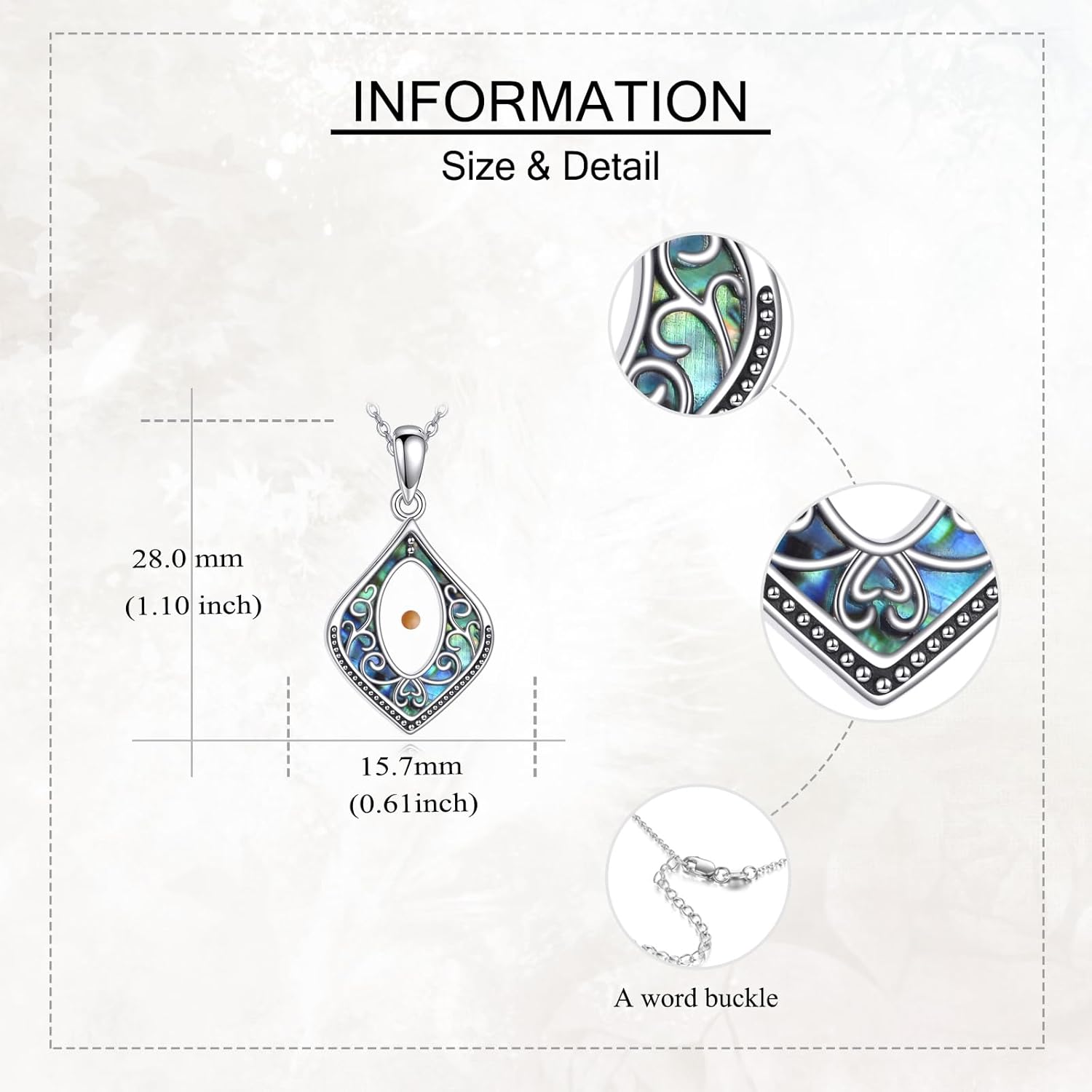 URONE Filigree Teardrop Necklace 925 Sterling Silver Mustard Seed Moonstone Pendant Vintage Filigree Jewellery Gifts For Women - Image 5