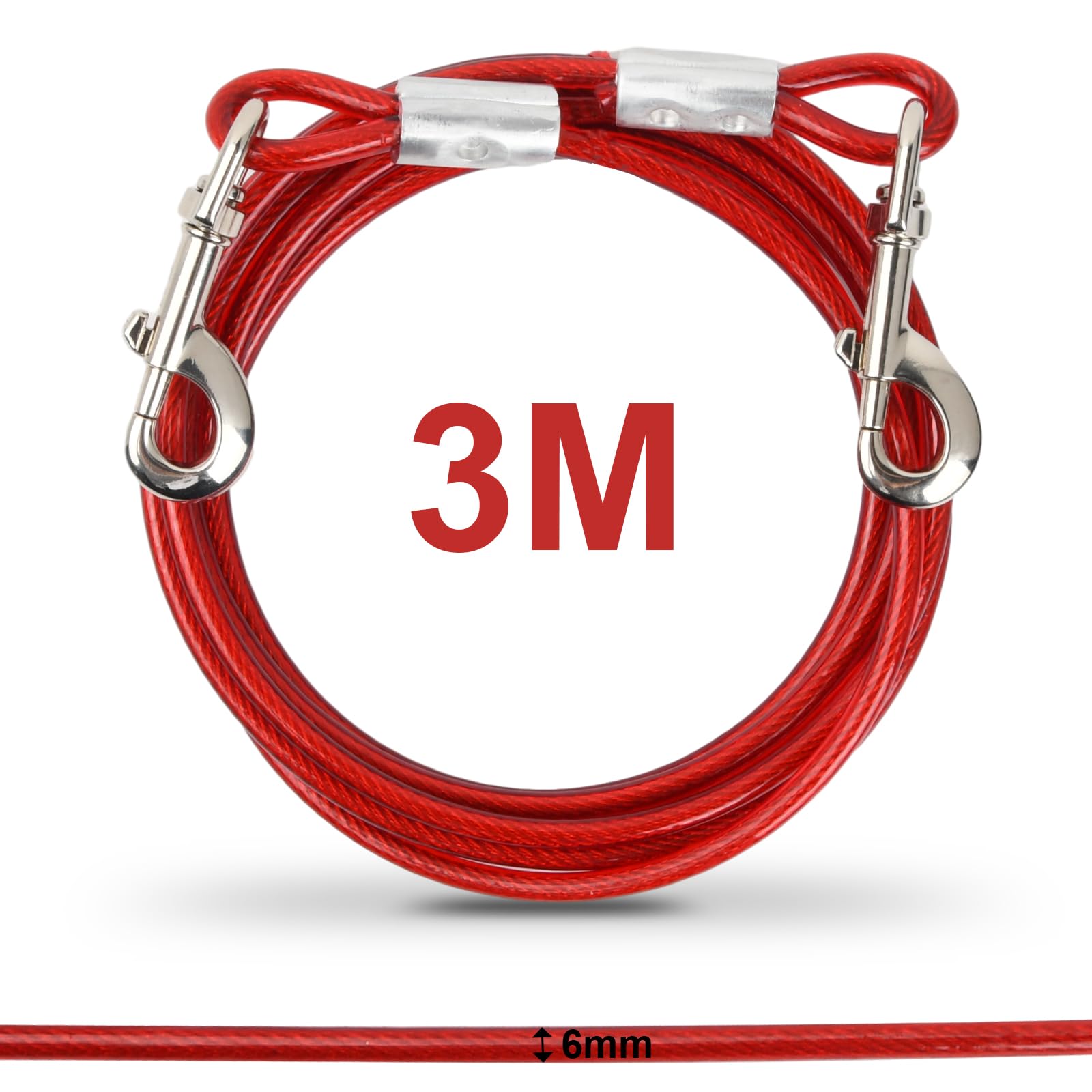 Cavo Per Cani Resistente In Acciaio Zincato - Guinzaglio Da Esterno Antimorso Per Cani Di Taglia Media E Grande - Foto 5