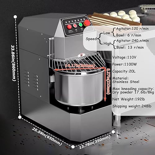 Miniatura 2 de INTSUPERMAI Mezclador de masa comercial Mezclador eléctrico de alimentos con doble acción doble velocidad espiral mezcla para escuelas panaderías