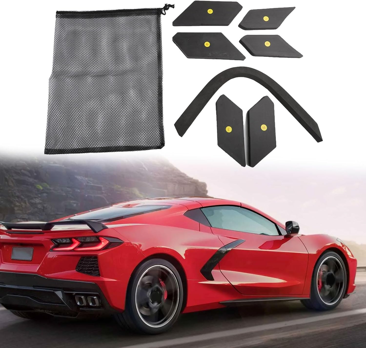 7PCS Dry Compartment Vent Block Compatible with for Corvette for C8 Z51 Coupe 2020-2026, Z06 E-Ray 2023+, Waterproof Engine Bay Cover, ABS Black Accessories