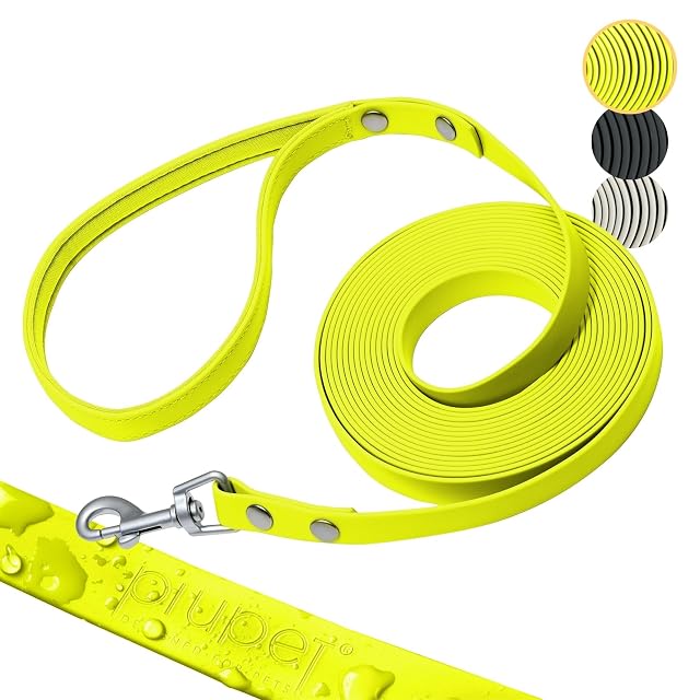 PiuPet Correa de Adiestramiento para Perros 10m - PVC Impermeable Neón