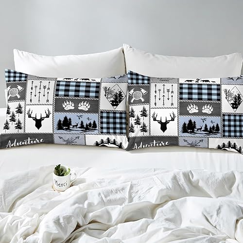 Miniatura 5 de Deer Bear - Juego de sábanas para niños, tamaño individual, juego de ropa de cama rústica de aventura de caza para niños, niñas y adultos,