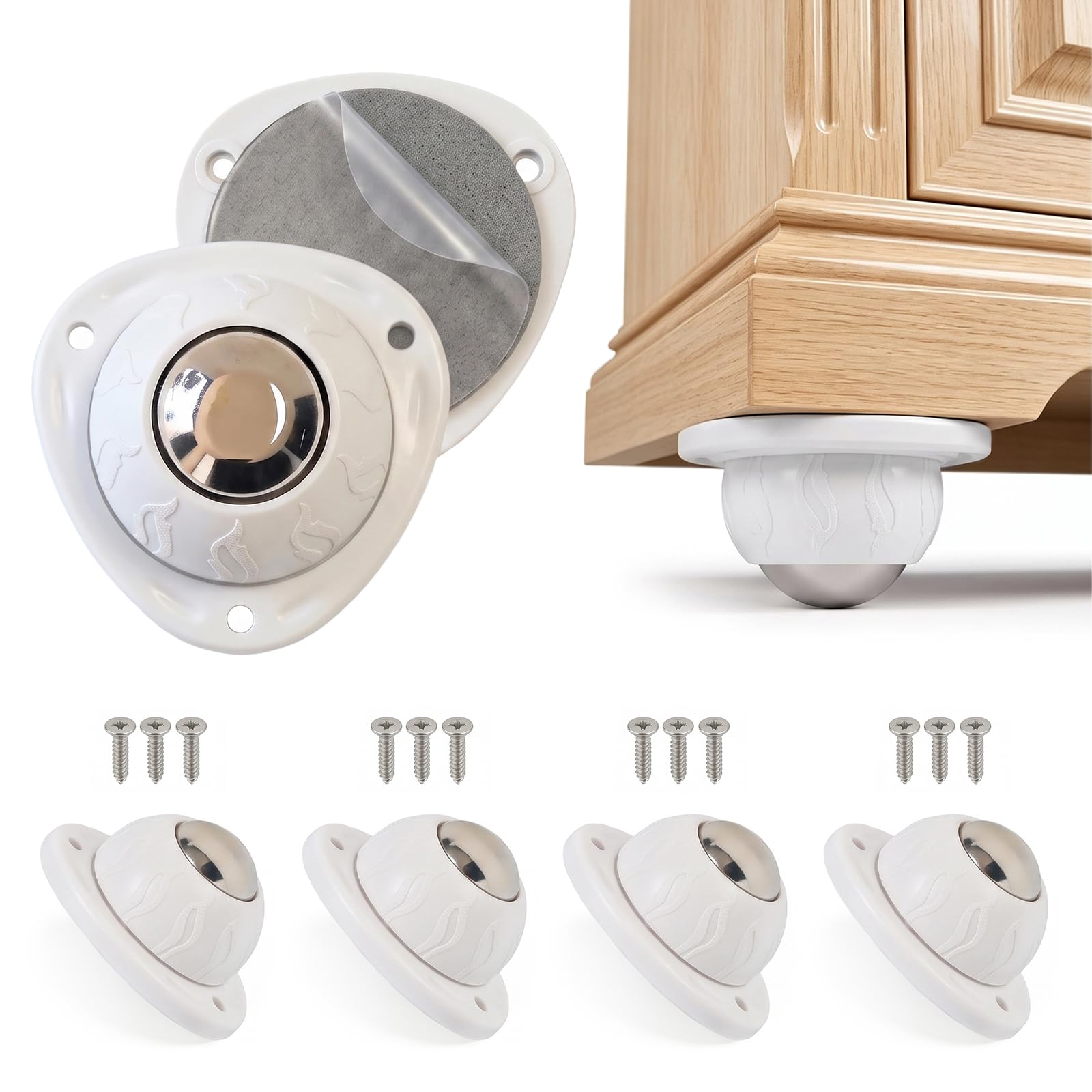 Heavy Duty Furniture Casters - Stick-On Wheels -9