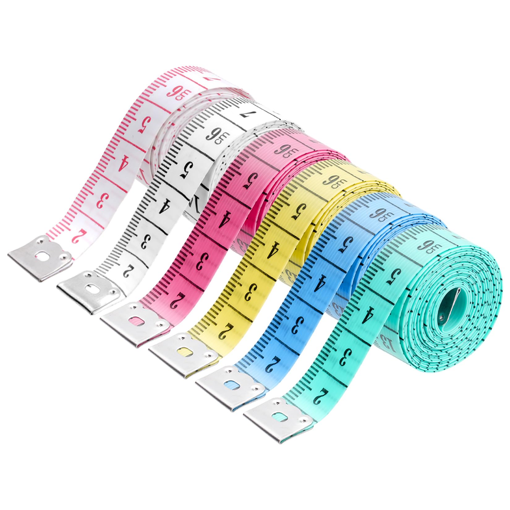 6 PiezasCinta Metrica Corporal, 2 en 1 Cinta Medir Cuerpo, 150 cm Metro de Costura, Cinta Métrica de Sastre Suave de doble cara para brazos y cintura, diseño de ropa